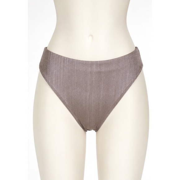 Andie Other - Andie Swim The 90s High Waist Bikini Bottom Brown Gold Metallic Cheeky Est Small